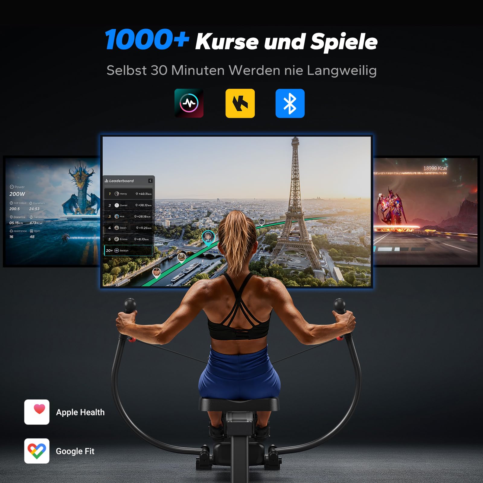 MERACH Rudergerät für Zuhause – Leises Magnet-System, 16 Widerstände, APP, stabile Doppelschienen, einfacher Aufbau, Modell Elektrische