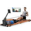 MERACH Wasser-Rudergerät R28 – Klappbar aus Gummibaumholz, APP mit Karten-Erlebnis, ergonomischer Sitz, intensives Heimtraining