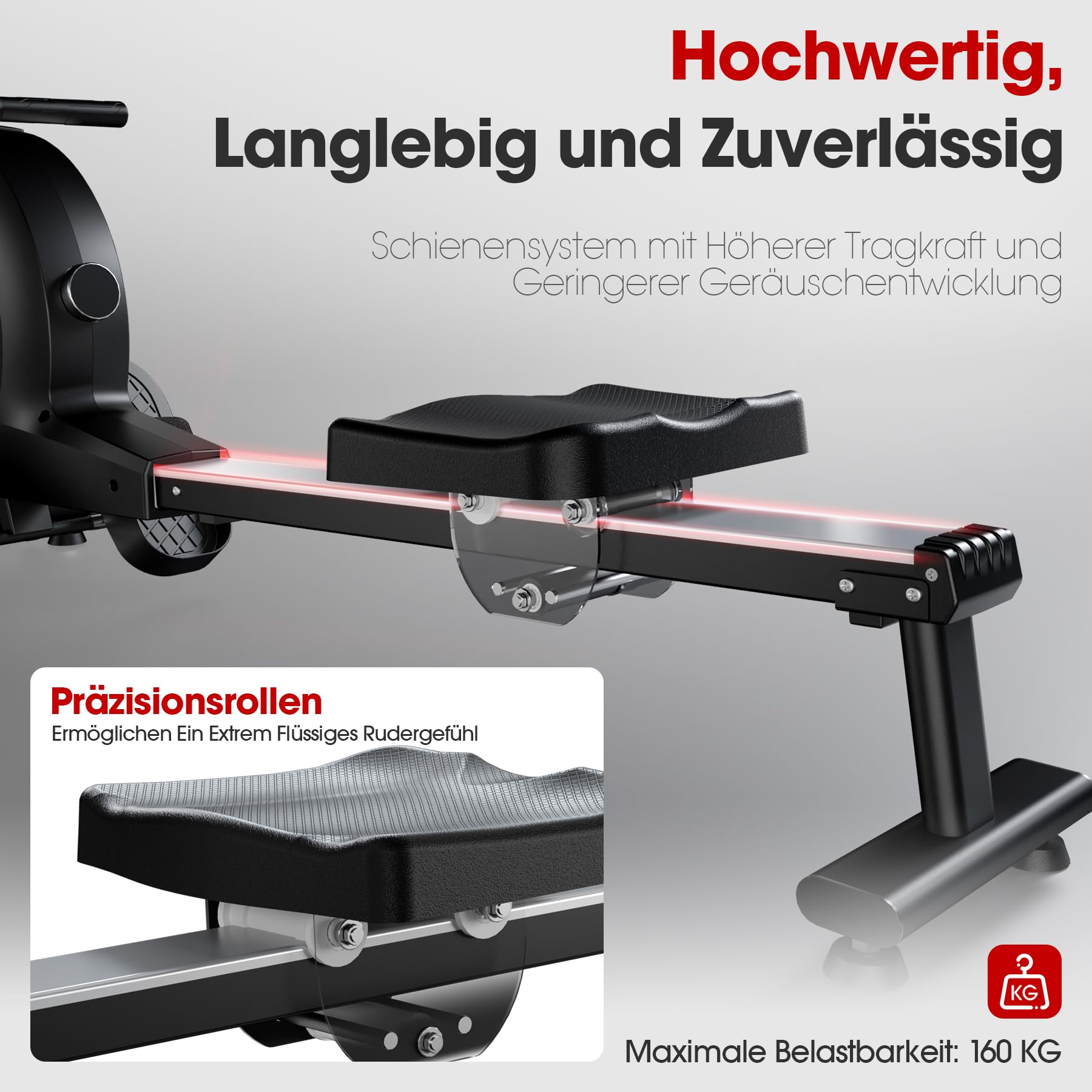 Wenoker Rudergerät für Zuhause – Magnetisch, 32 Widerstände, Leise & APP/LCD, Cardio-Heimtraining, bis 160kg belastbar, klappbar verstaubar