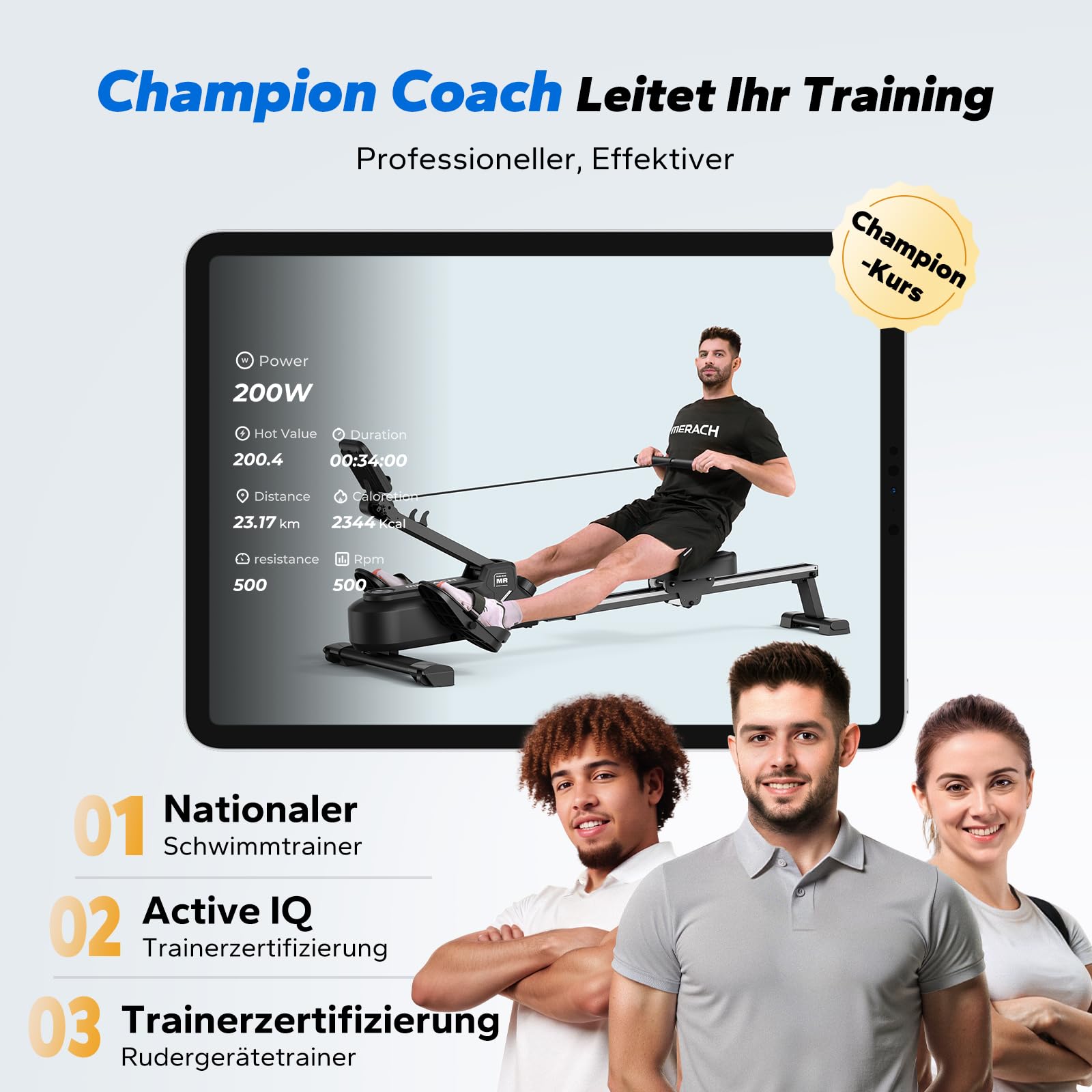 MERACH Rudergerät für Zuhause – Innovatives Doppelpaddel, mehrere Trainingsmodi, APP mit 1000+ Kursen, echtes Rudergefühl & Ganzkörpertraining