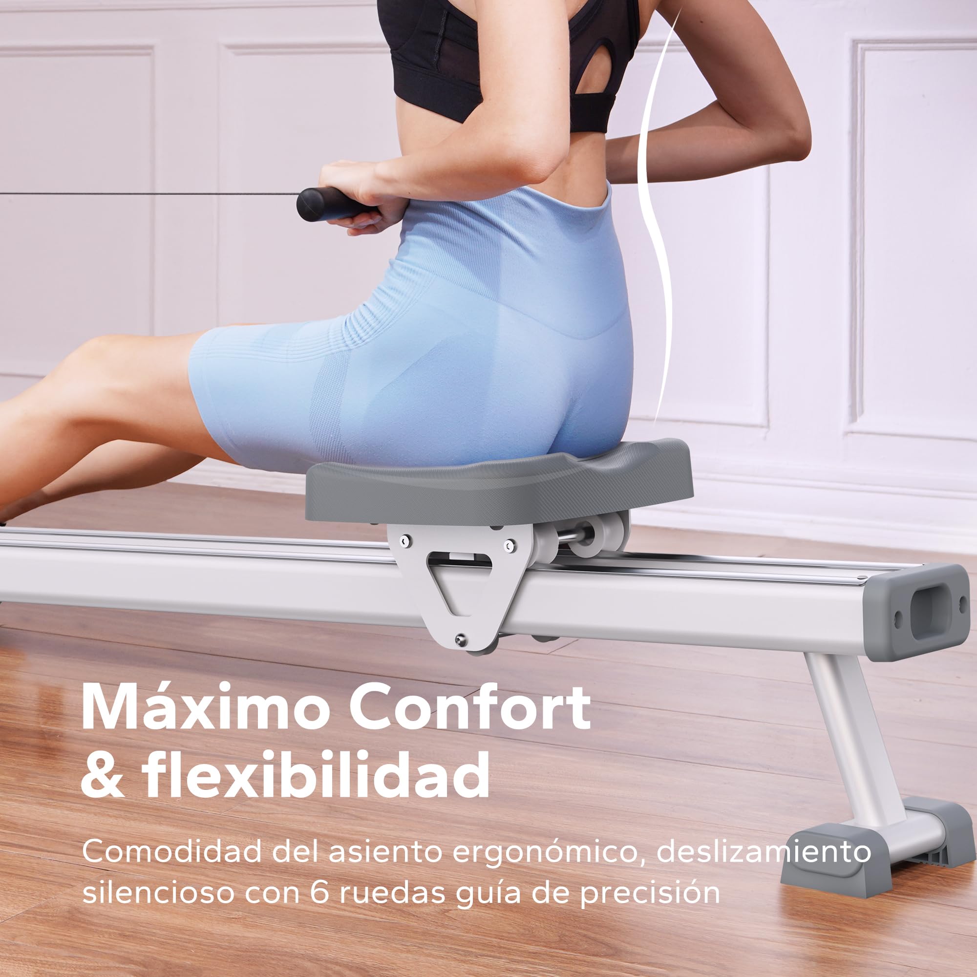 MERACH Rudergerät Weiß – Magnetisch, 16 Widerstände, geräuschlos, APP, Dual-Track-Design für Stabilität, Home-Cardio