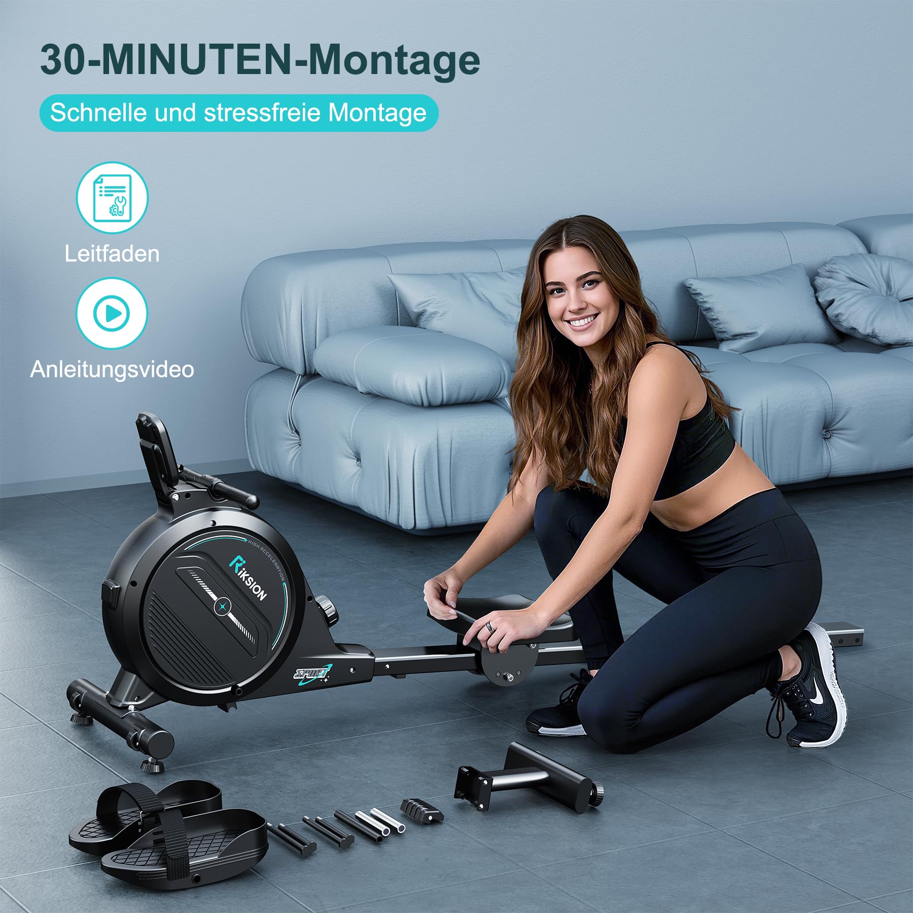 [2026 Testversion] Rudergerät für Zuhause – Magnetisch, 16 Widerstände, APP & LCD, Cardio-Training, Home-Gym, bis 160kg belastbar