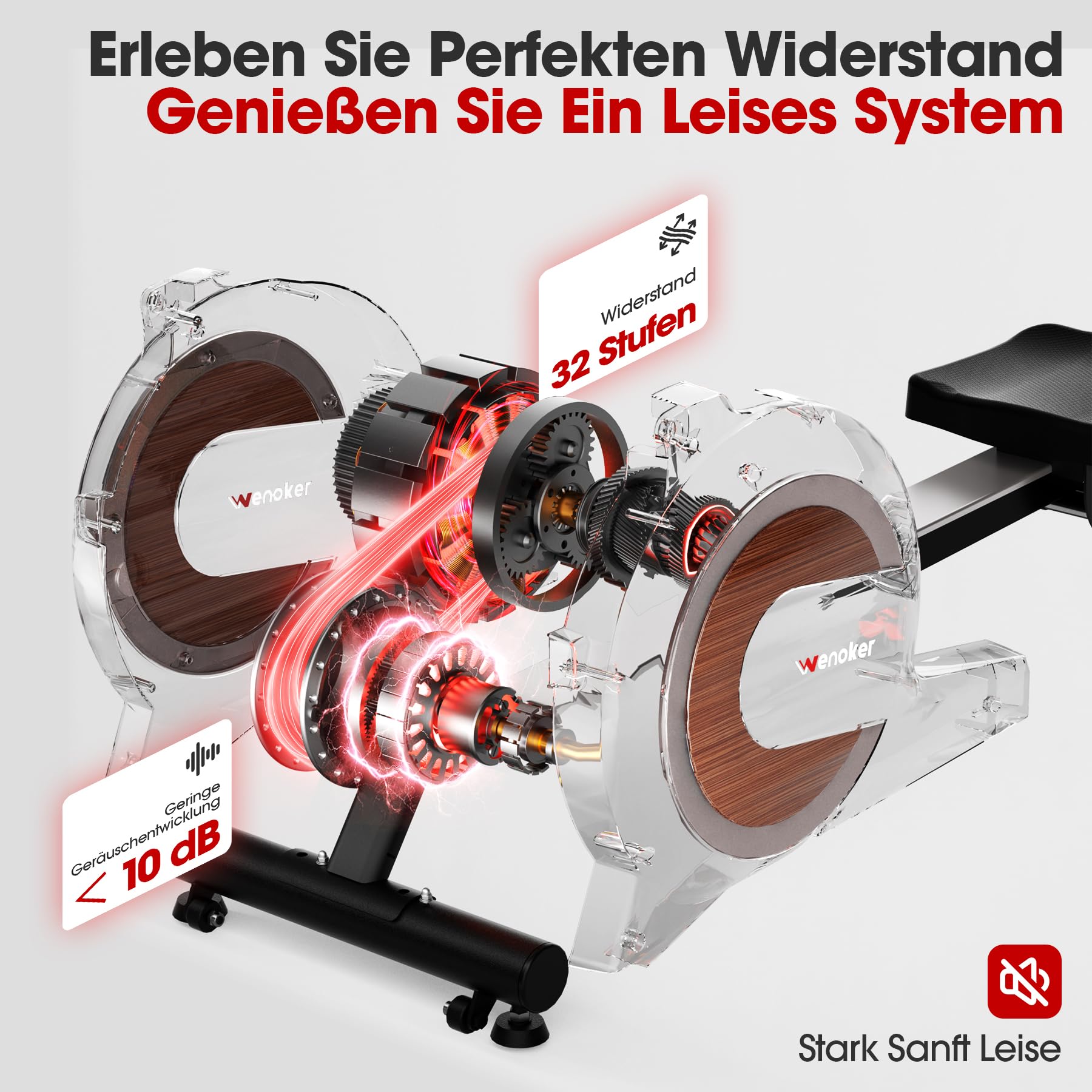 Wenoker Rudergerät für Zuhause – Magnetisch, 32 Widerstände, Leise & APP/LCD, Cardio-Heimtraining, bis 160kg belastbar, klappbar verstaubar