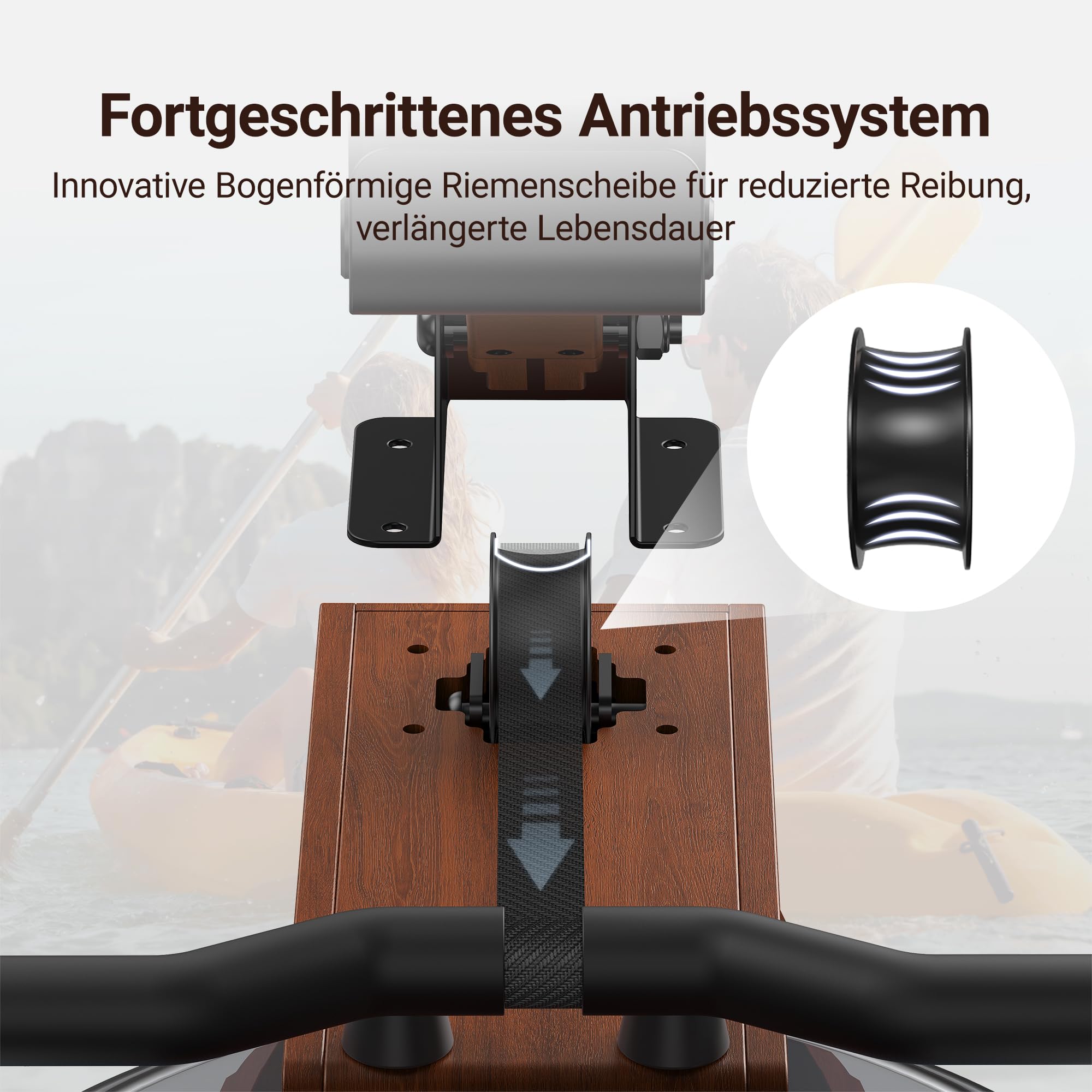 MERACH Wasserrudergerät für Zuhause – 22L Tank, Gummibaumholz, APP, Profi-Monitor & Tablet-Halter, ergonomischer Sitz, Modell R14